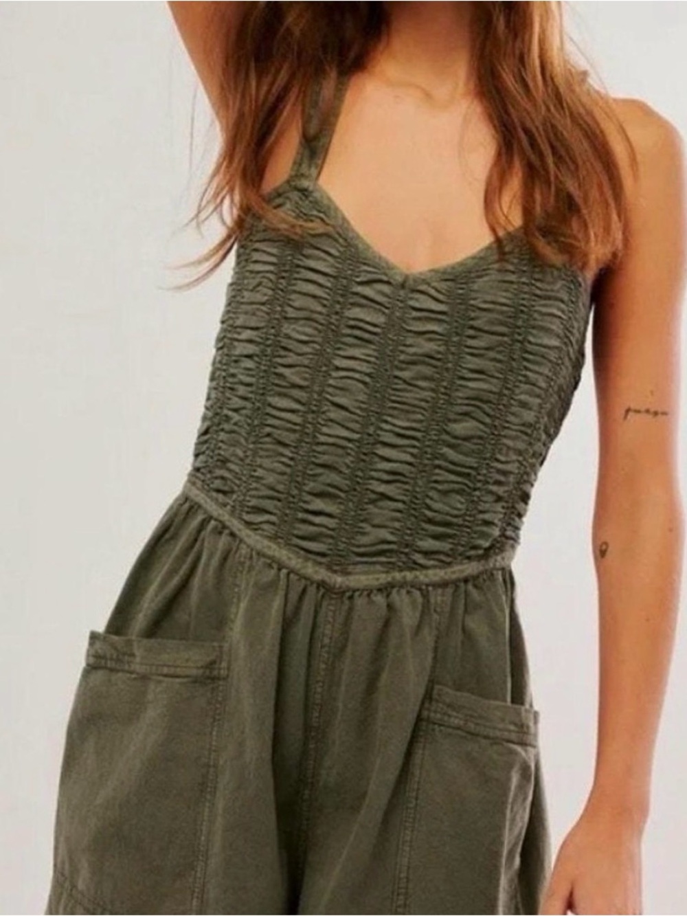 🆕Bnwt Free People After All Ruched One Piece Smocked Wide-Leg jumpsuit - Picture 2 of 10